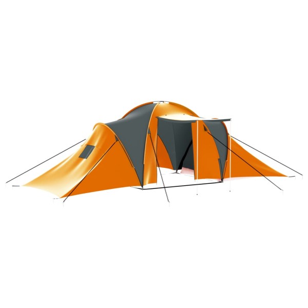 Camping tent, gray and orange, 9 places, fabric