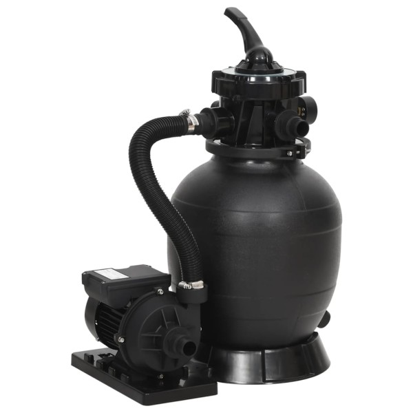 Pool sand filter with 6-way valve, black