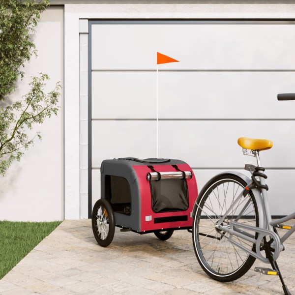 Bicycle trailer for pets, red / gray, fabric / iron