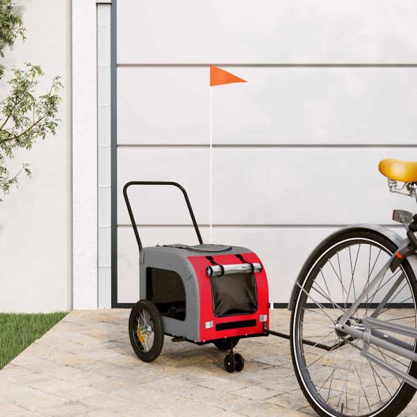 Bike trailer for animals with storage Red and gray