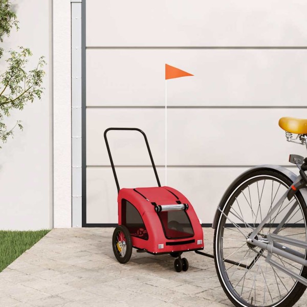 Bicycle trailer for pets, red, fabric / iron
