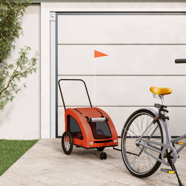 Bicycle trailer for pets, orange, fabric / iron