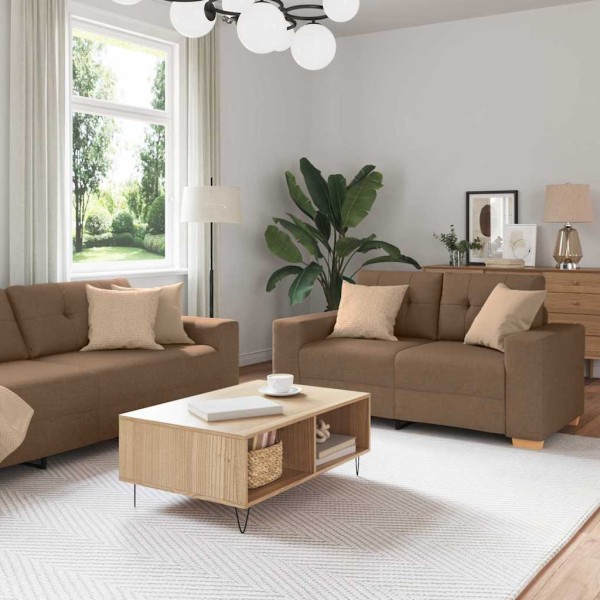 Sofa 3 pcs. Brown linen blend fabric