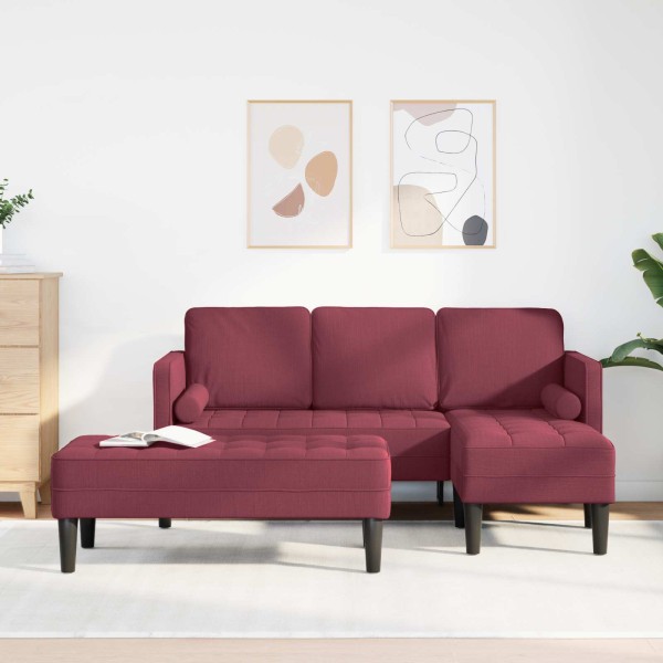 Sofa set 2 pcs. Wine Red Polyester