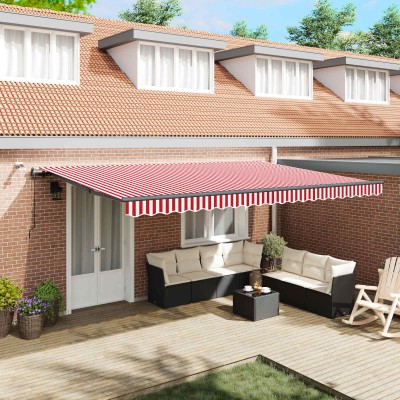 Retractable awning Red and...