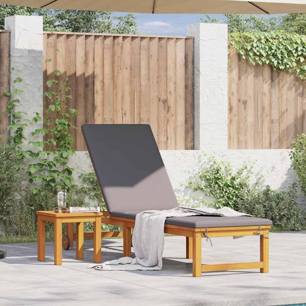 Sun lounger 2 pcs. Solid acacia wood Brown