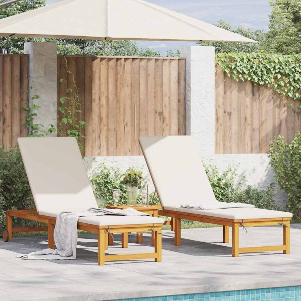 Sun lounger 3 pcs. Solid acacia wood Brown