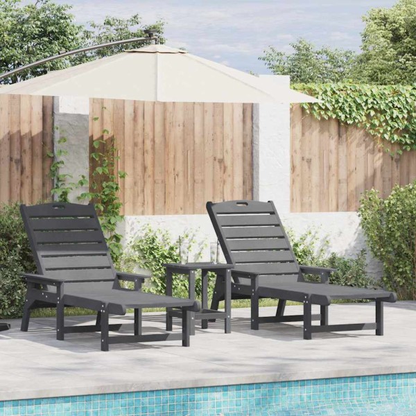 Sun lounger 3 pcs. Polyethylene Light gray