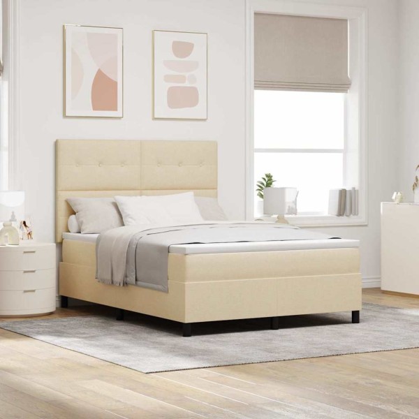 Yard bed with headboard Cream 140 x 190 cm fabric