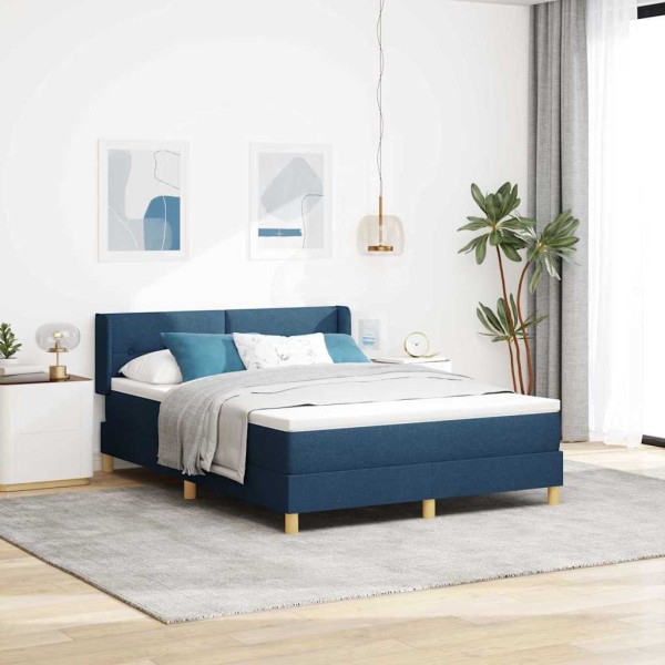 Yard bed with headboard Blue 190 x 140 cm fabric