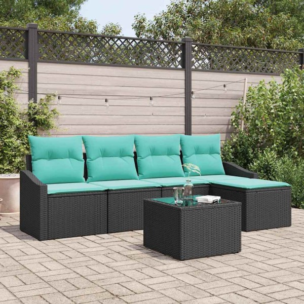 Sofa set 6 pcs. Black polyrattan