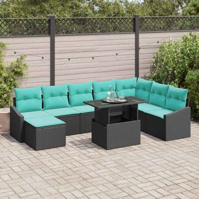 Sofa set 9 pcs. Black and...