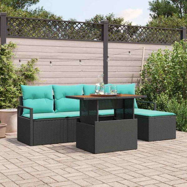 Garden Sofa Set 6 pcs. Black and blue
