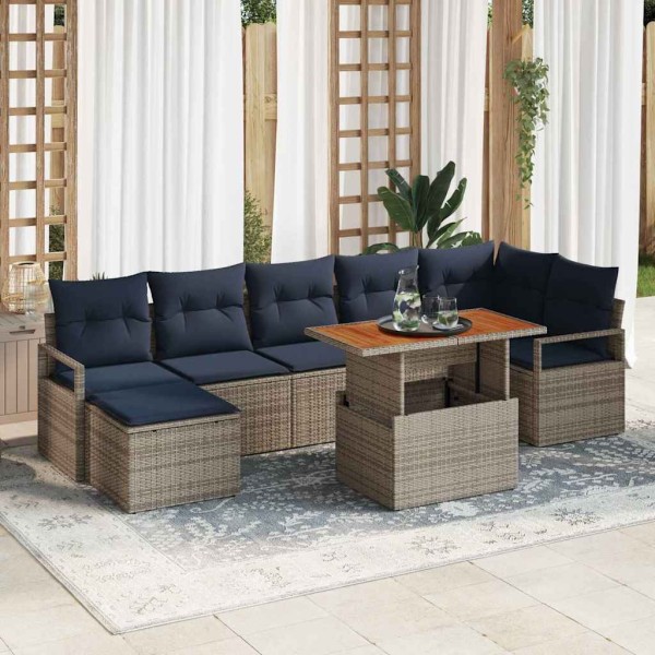 Garden Sofa Set 8 pcs. Gray polyrattan