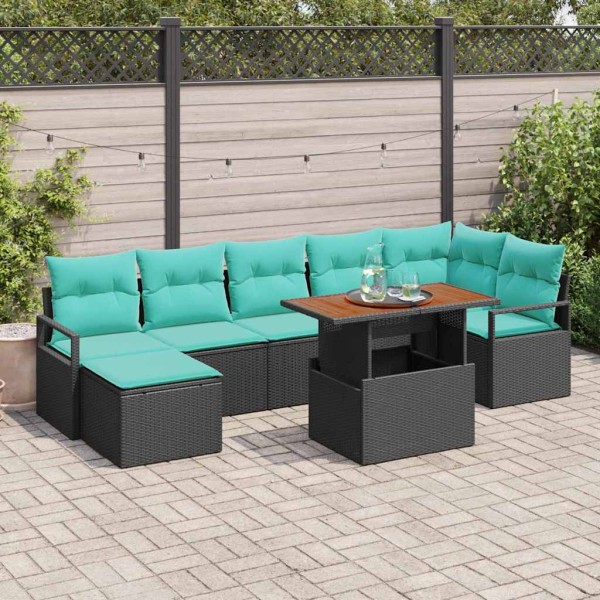 Garden Sofa Set 8 pcs. Black and green polyrattan