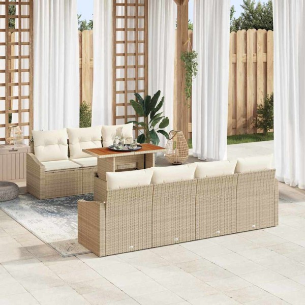 Garden Sofa Set 8 pcs. Beige and cream