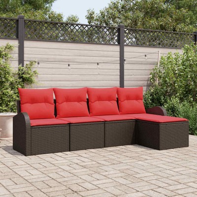 Sofa set 5 pcs. Brown and...