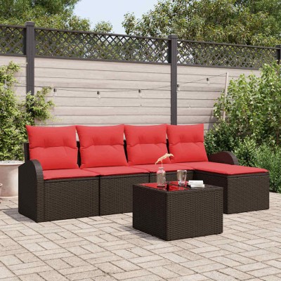 Sofa set 6 pcs. Brown and...