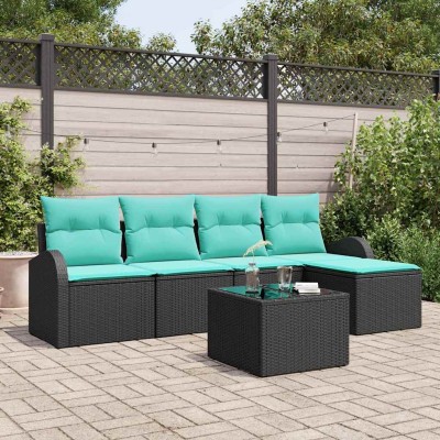 Sofa set 6 pcs. Black and...