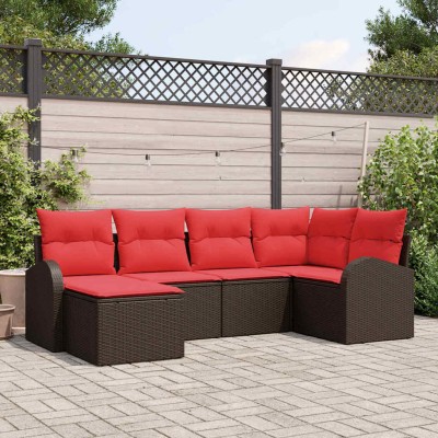 Sofa set 6 pcs. Brown and...