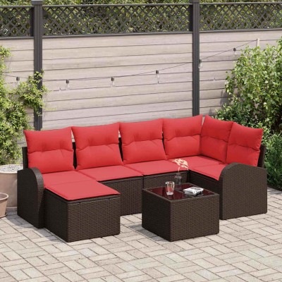 Sofa set 7 pcs. Brown and...
