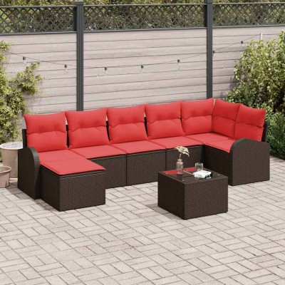 Sofa set 8 pcs. Brown and...
