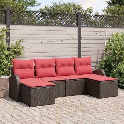Sofa set 6 pcs. Brown and...