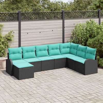 Sofa set 8 pcs. Black and...