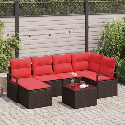 Sofa set 7 pcs. Brown and...
