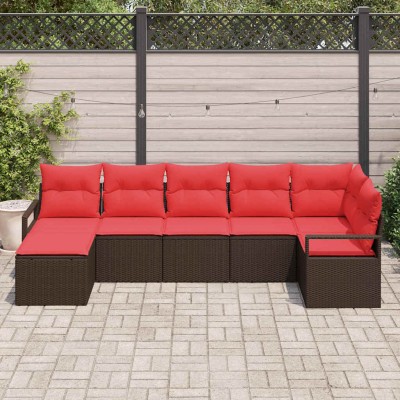 Sofa set 7 pcs. Brown and...