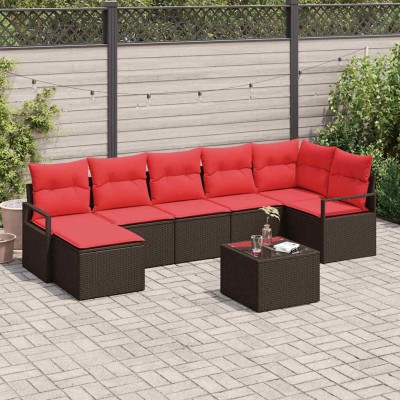 Sofa set 8 pcs. Brown and...