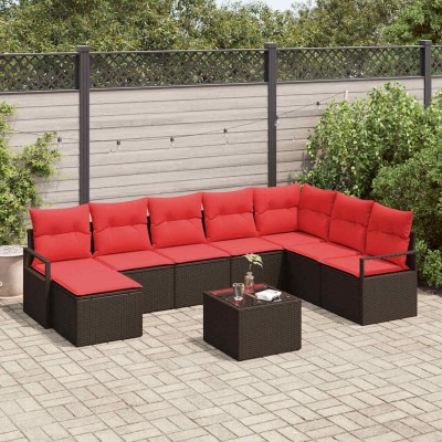 Sofa set 9 pcs. Brown and...