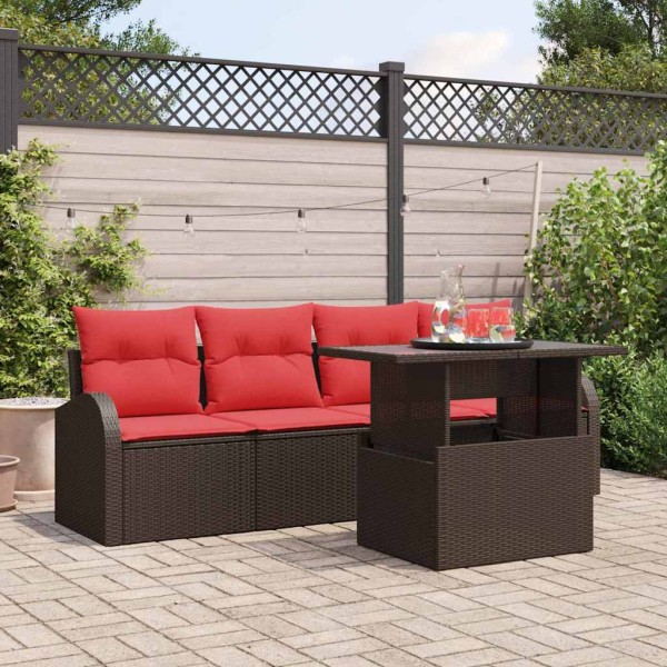 Garden Sofa Set 5 pcs. Brown Poly Rattan