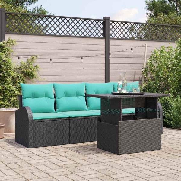 Garden Sofa Set 5 pcs. Black Poly Rattan