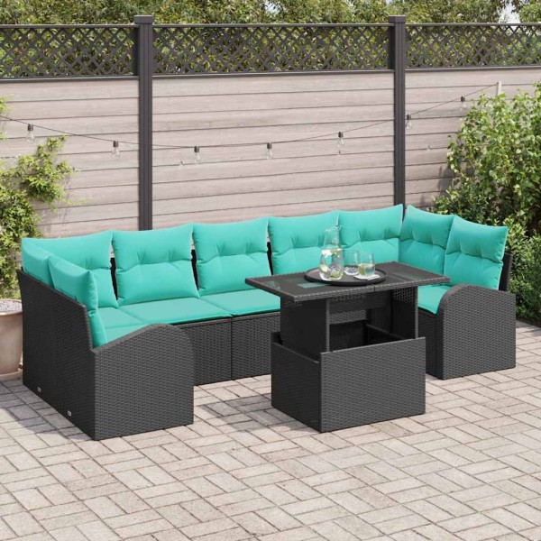 Garden Sofa Set 8 pcs. Black Poly Rattan