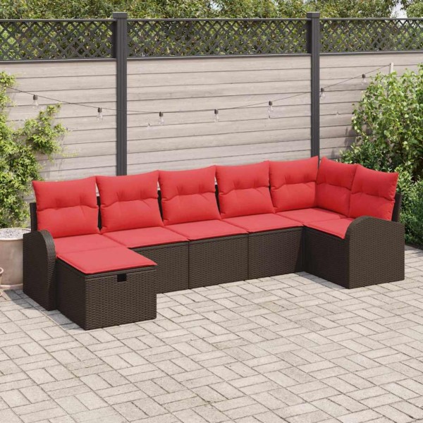 Sofa set with pillow Brown and red polyrattan