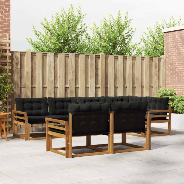 Outdoor sofa set 7 pcs. Natural and black