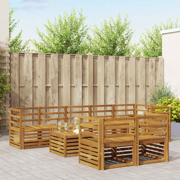 Outdoor sofa set 9 pcs. Natural Polyester