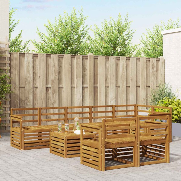 Outdoor sofa set 9 pcs. Natural Polyester