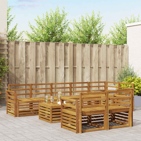Outdoor sofa set 9 pcs. Natural Polyester