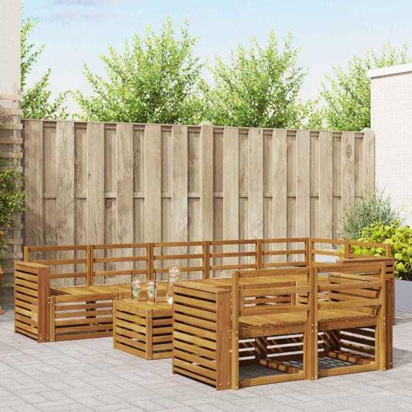 Outdoor sofa set 9 pcs. Natural Polyester