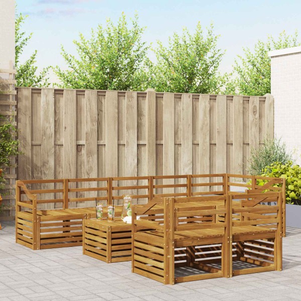 Outdoor sofa set 9 pcs. Natural Polyester
