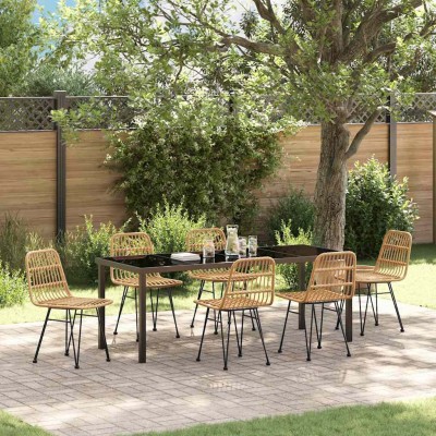 Garden dining set 7 pcs. Brown