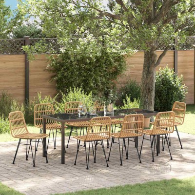 Garden dining set 9 pcs. Brown