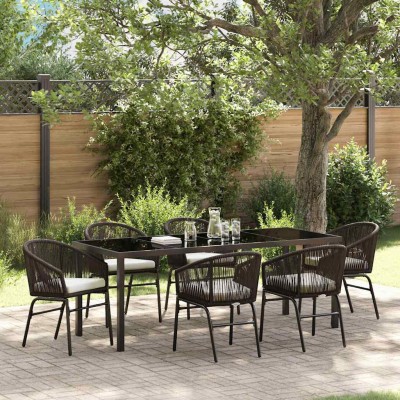 Garden dining set 7 pcs. Brown