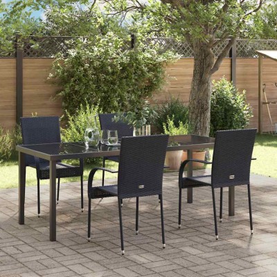 Garden dining set 5 pcs. Black