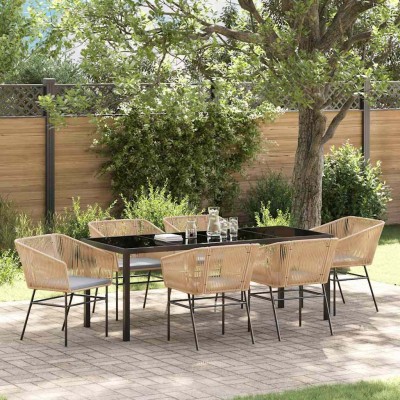 Garden dining set 7 pcs. Brown