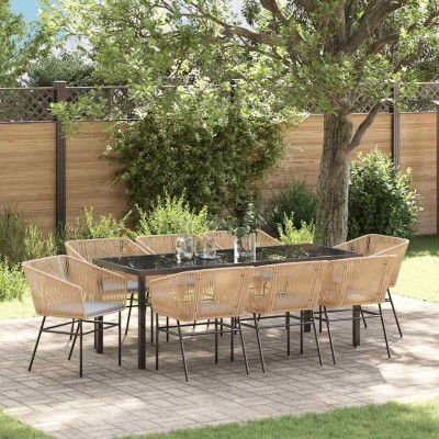 Garden dining set 9 pcs. Brown