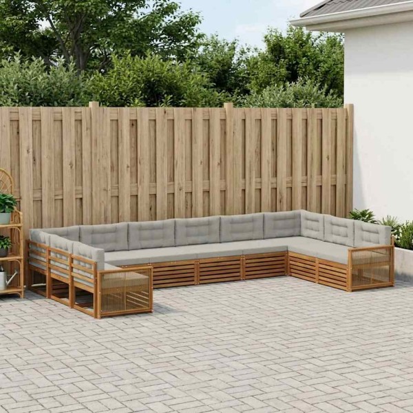 Sofa sets 10 pcs. Solid acacia wood