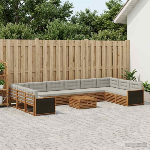 Sofa sets 11 pcs. Solid acacia wood
